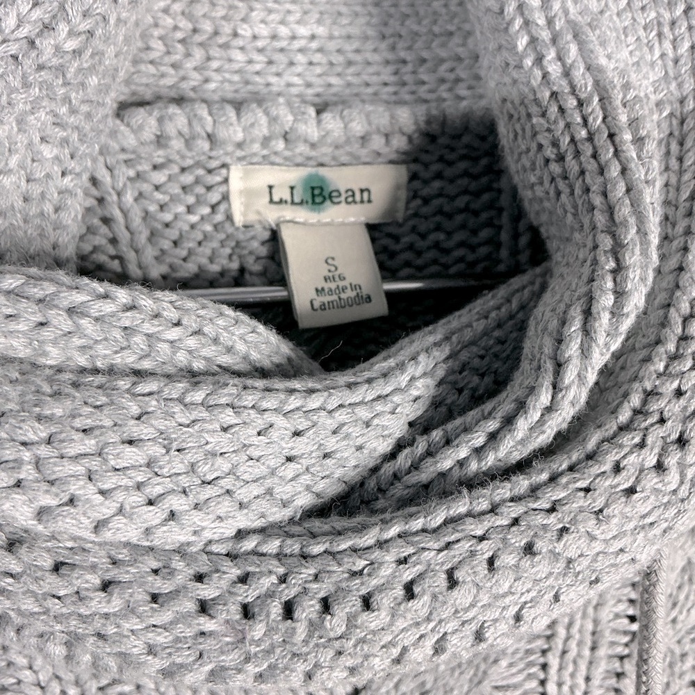 Y2K 90,S L.L. Bean Women's Gray Cable Knit Turtleneck Sweater - Picture 7 of 12